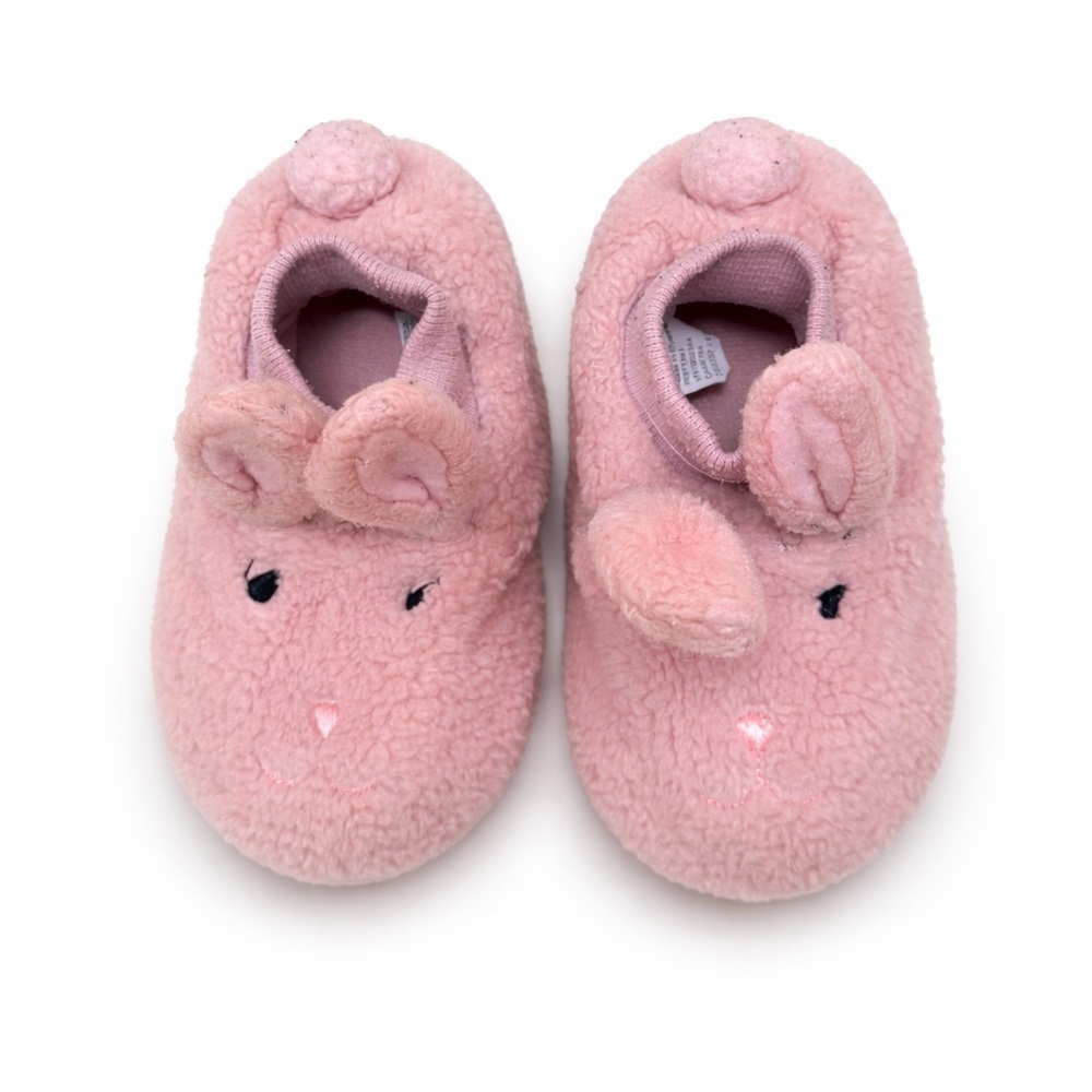 L.L.Bean Toddler Bunny Slippers Pink Plush Fleece Size 9–10 Cozy Non-Slip - Picture 2 of 5